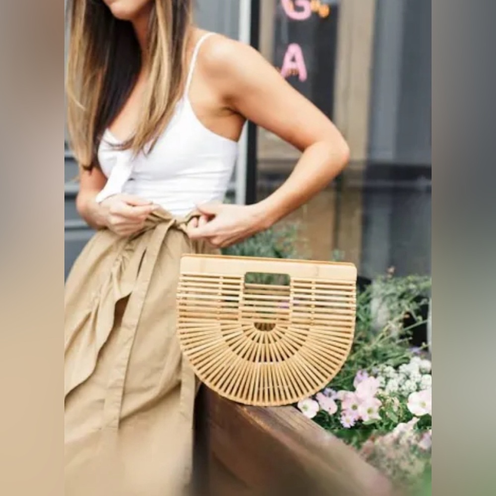 Ark Wicker Wooden Trendy Small Summer Handbag